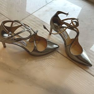 Jimmy Choo Lancer 65 heels EUC metallic silver